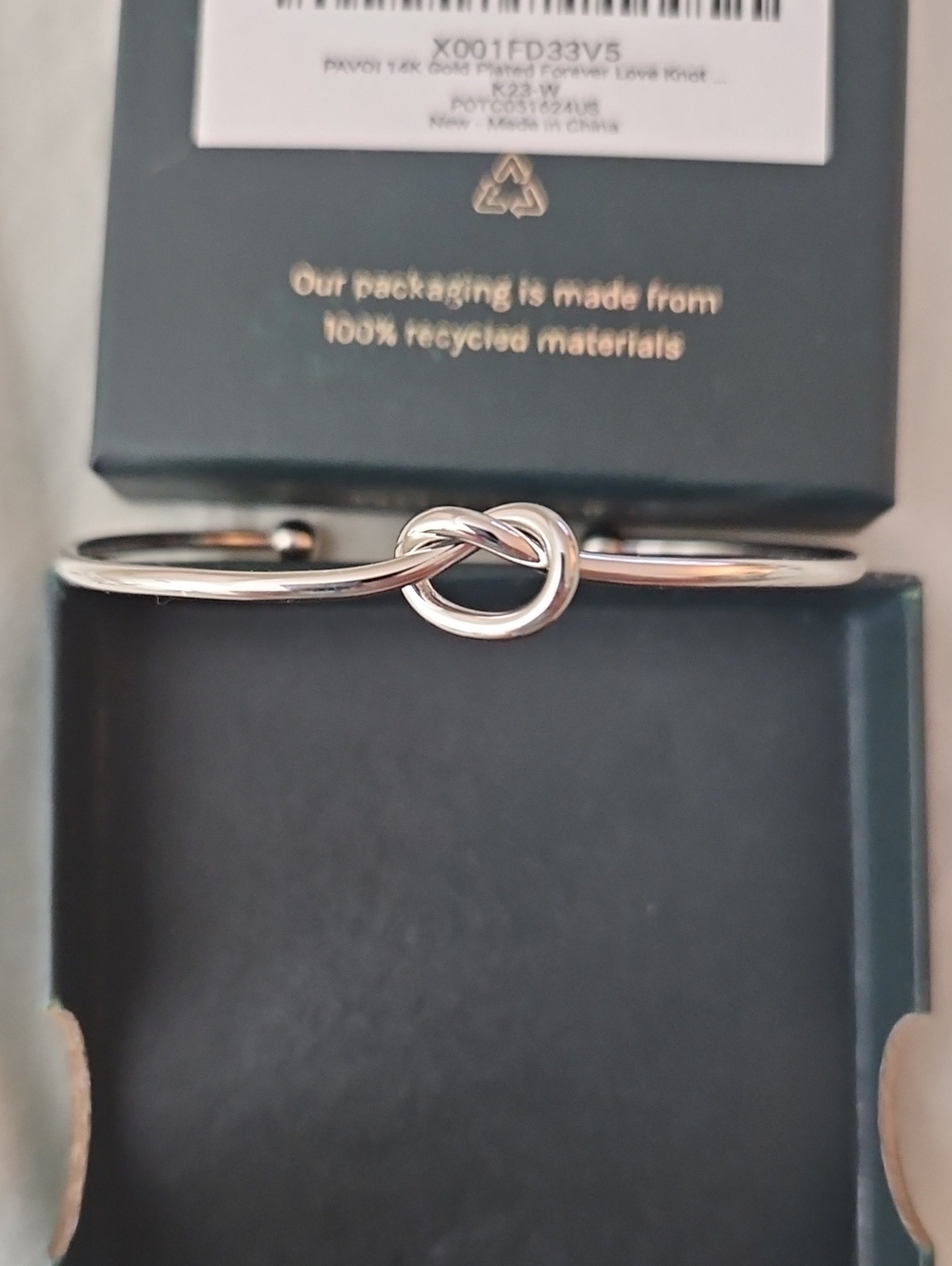 Love Knot Open Cuff Bracelet - Silver